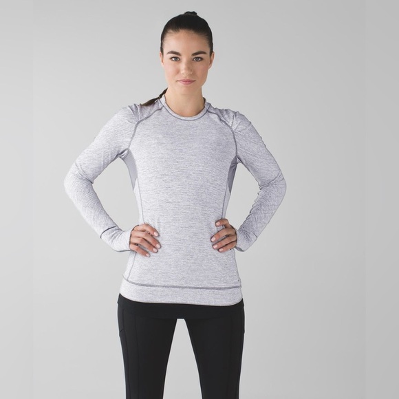 Lululemon Women’s Think Fast Longsleeve Athletic Top Size 4 Grey Striped - Picture 1 of 7